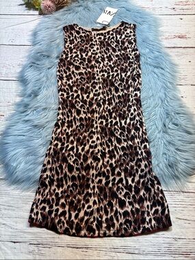 NWT Zara Leopard Print Sleeveless stretch Mini Dress sz M